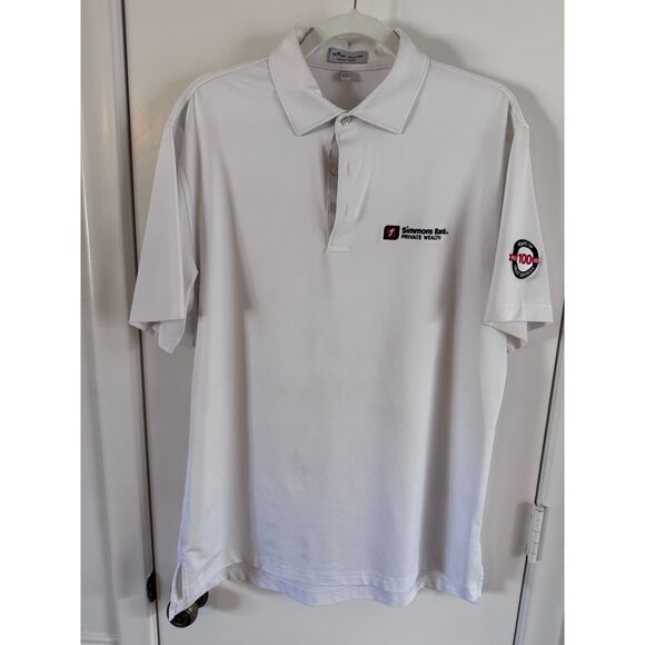 White Peter Millar Summer Comfort Size M Simmons Bank Private Wealth Logo - Picture 2 of 2